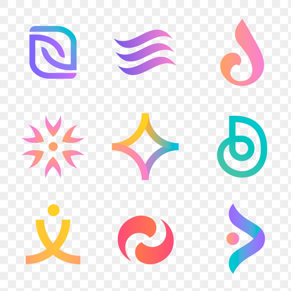 Abstract gradient logo png sticker, geometric shape, corporate identity design set