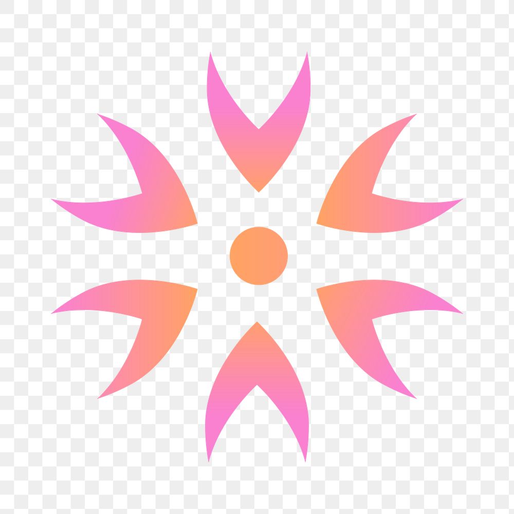 PNG gradient business logo element, floral collage design