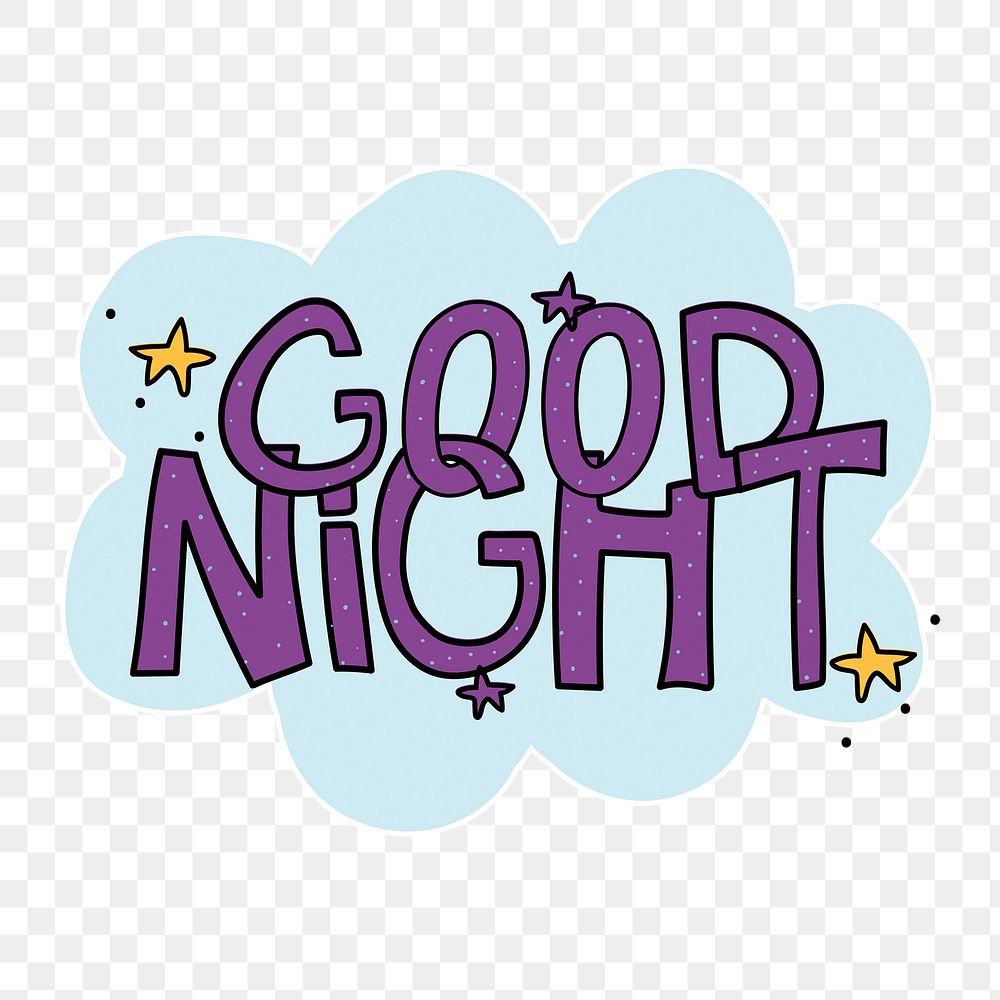 Good night png sticker, cute trending word collage element on transparent background  
