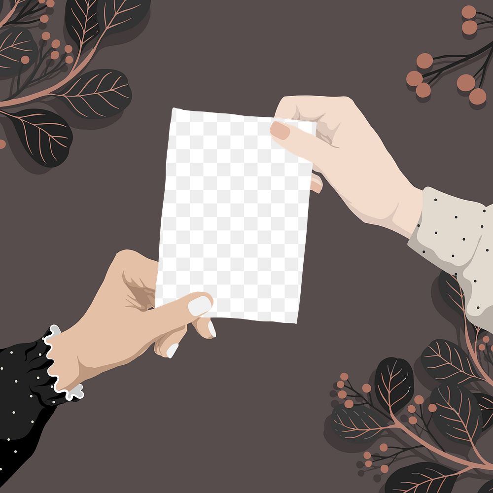 Invitation card png frame background, floral illustration