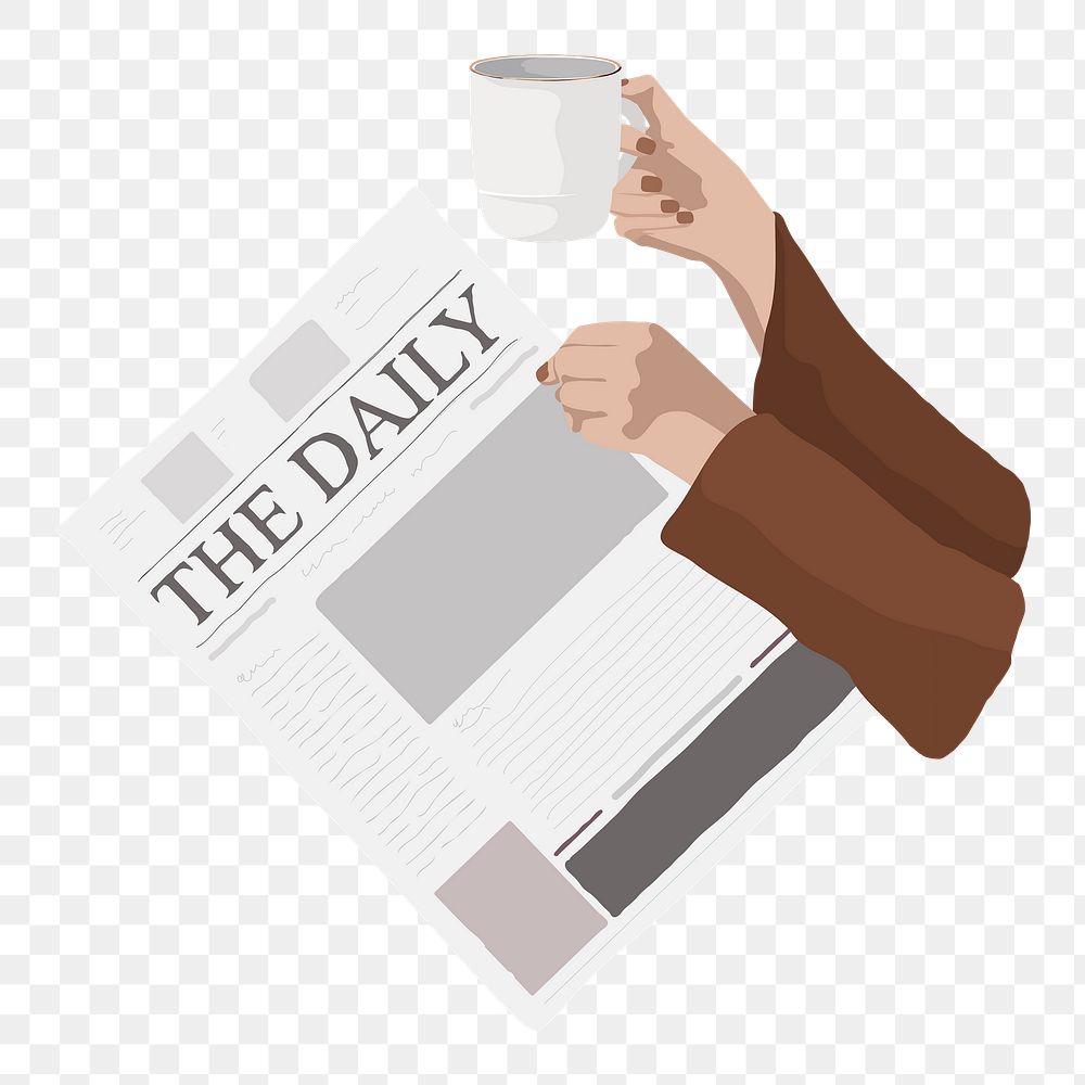 Hand holing newspaper png sticker, business graphic