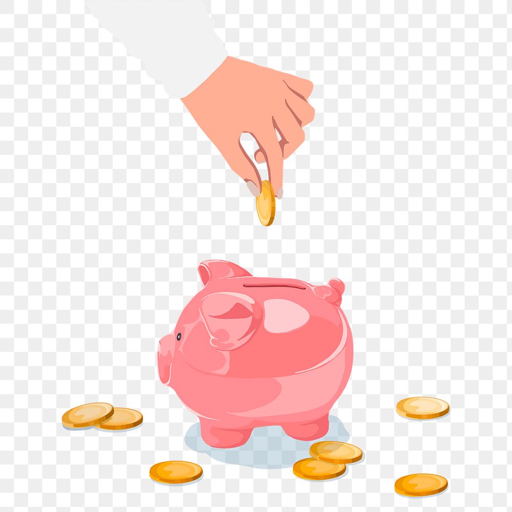 Piggy bank png, transparent background, savings & finance illustration