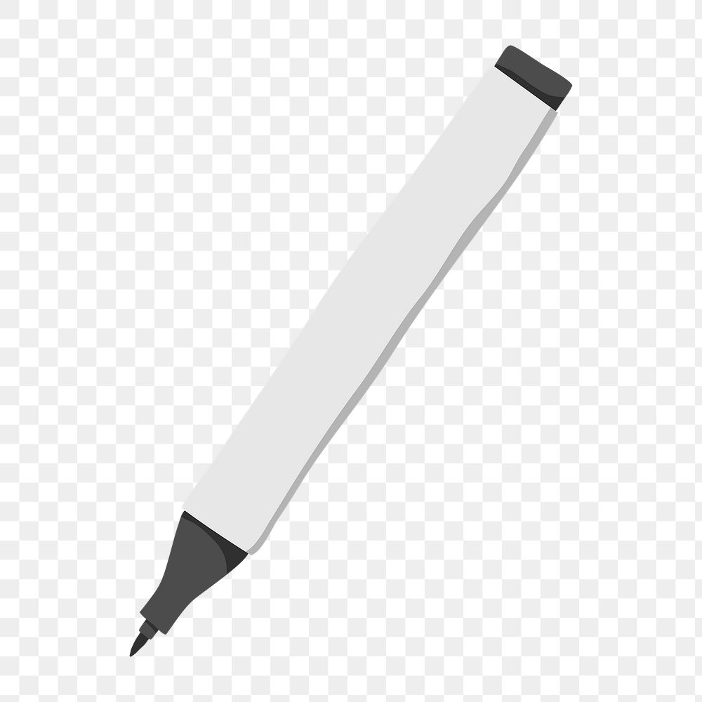 White pen png clipart, aesthetic stationery illustration on transparent background