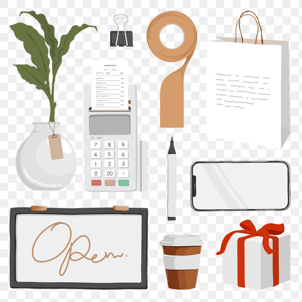 Small business owner png stickers, aesthetic lifestyle set on transparent background