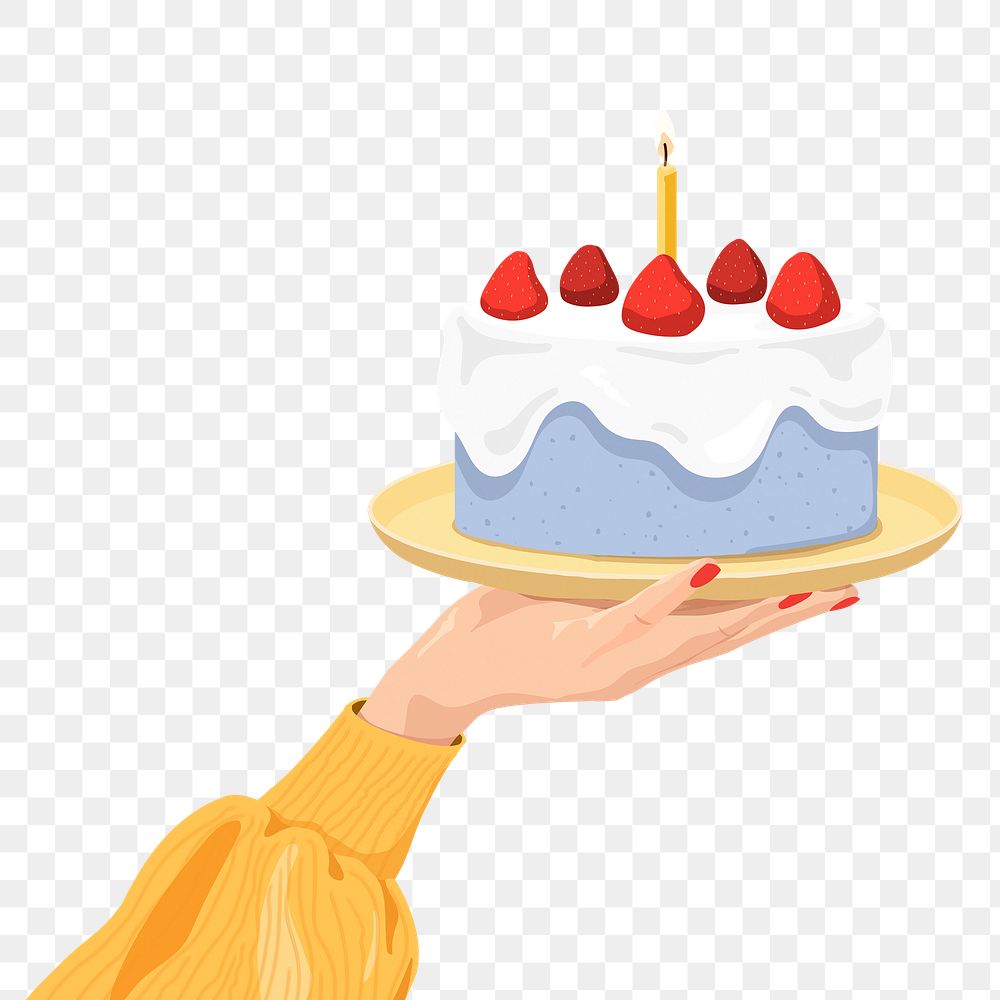 Birthday cake png, journal sticker design