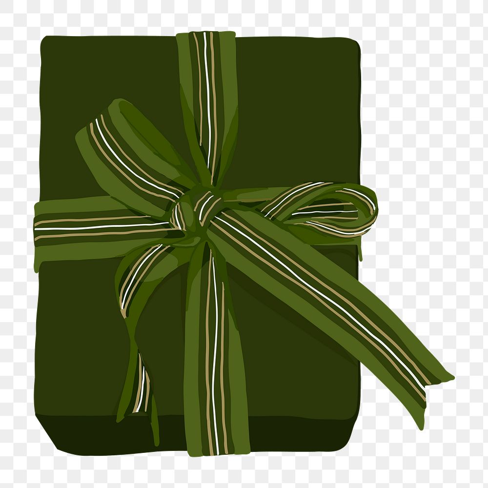 Green gift box png, festive object sticker illustration design