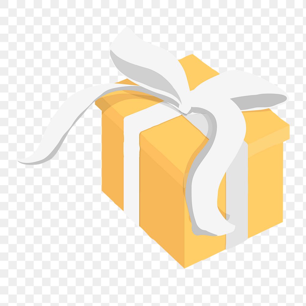 Yellow present png, festive object sticker illustration design