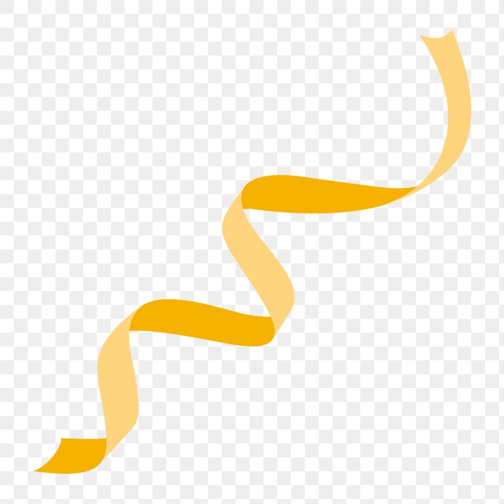 curled gold ribbon png sticker, party element illustration design