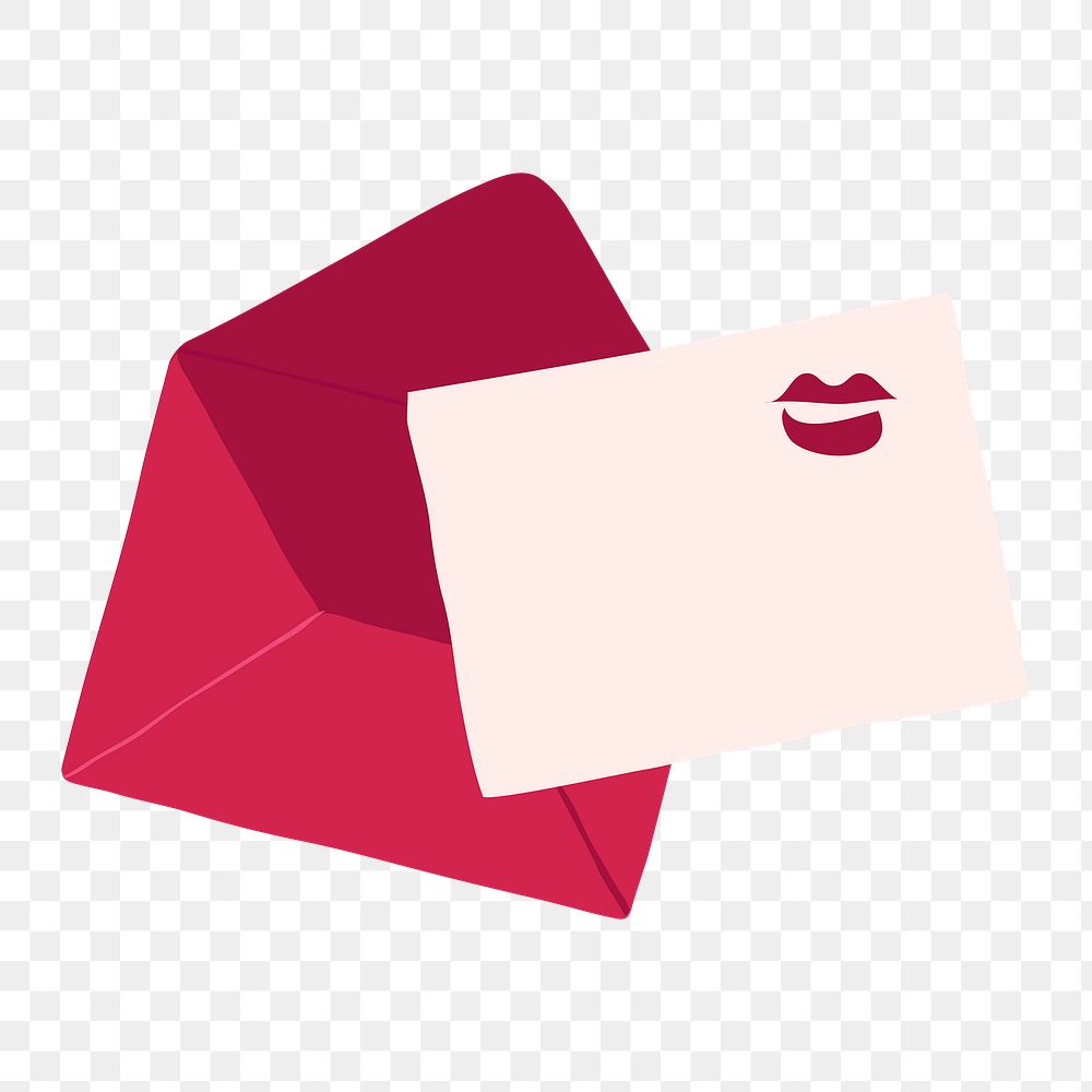 Valentine's card png sticker, pink envelope, stationery illustration design