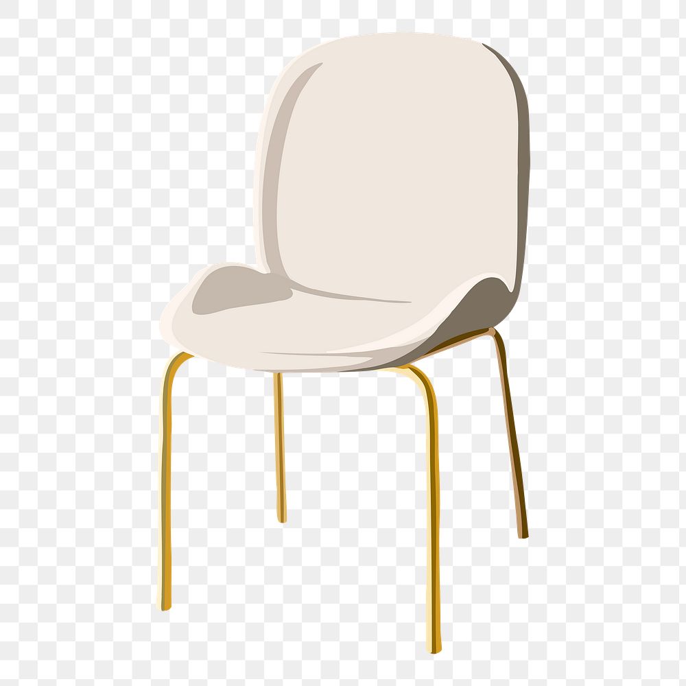 Dining chair png sticker, white and gold, furniture illustration design