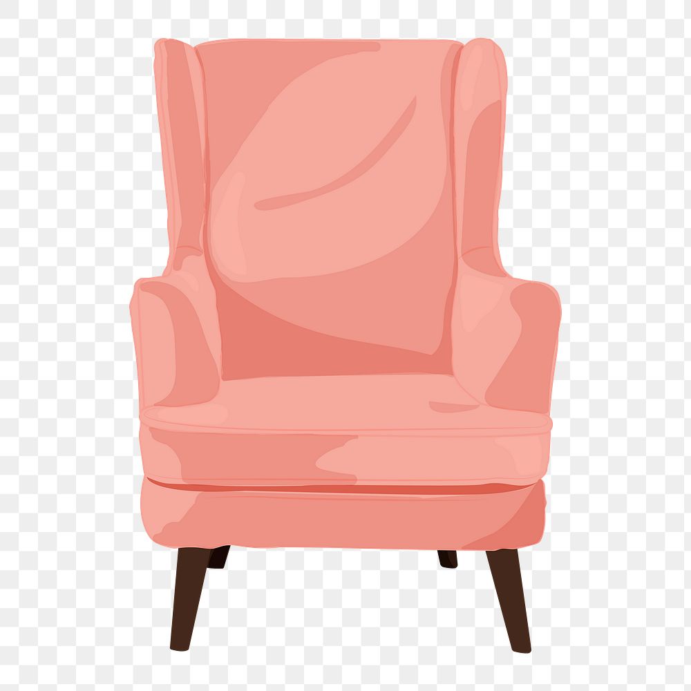 Modern pink armchair png sticker, furniture illustration design