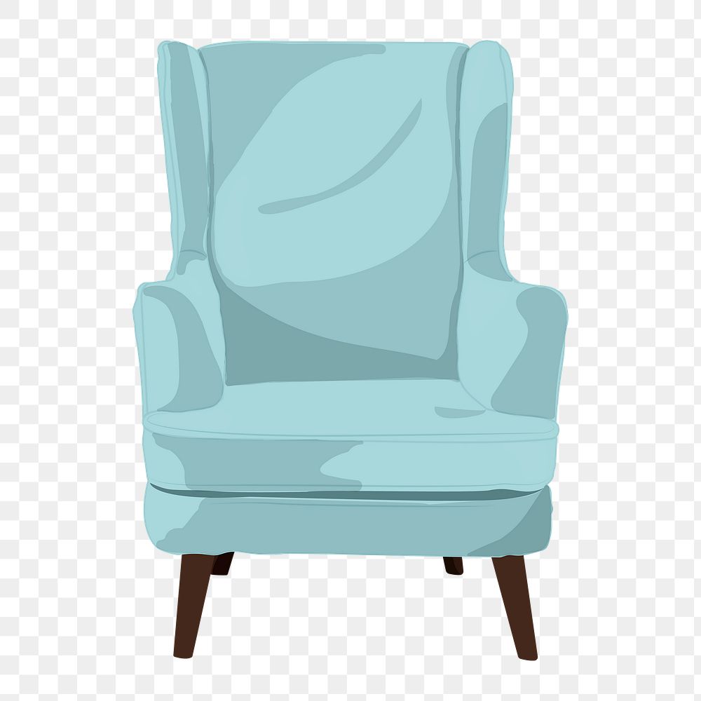 Modern blue armchair png sticker, furniture illustration design