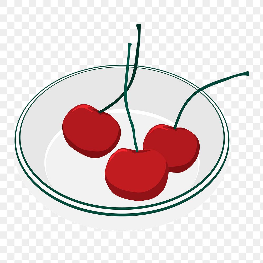 Cherries in cup png sticker, fruit illustration design