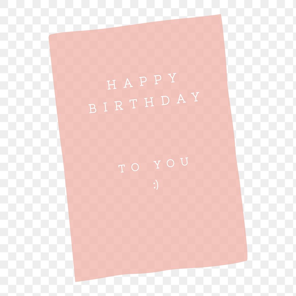 Pink birthday card png sticker, celebration illustration design