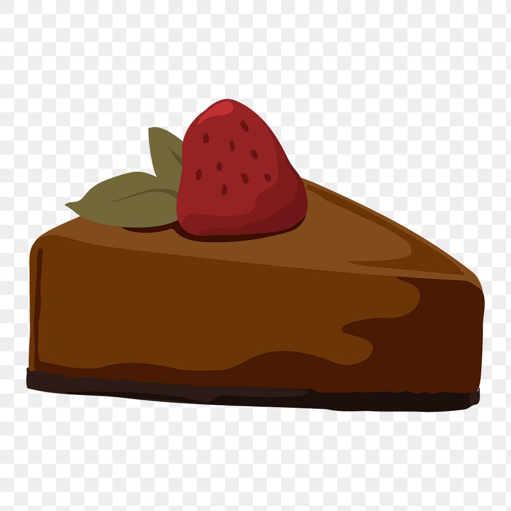 Strawberry chocolate cake png sticker, aesthetic food illustration