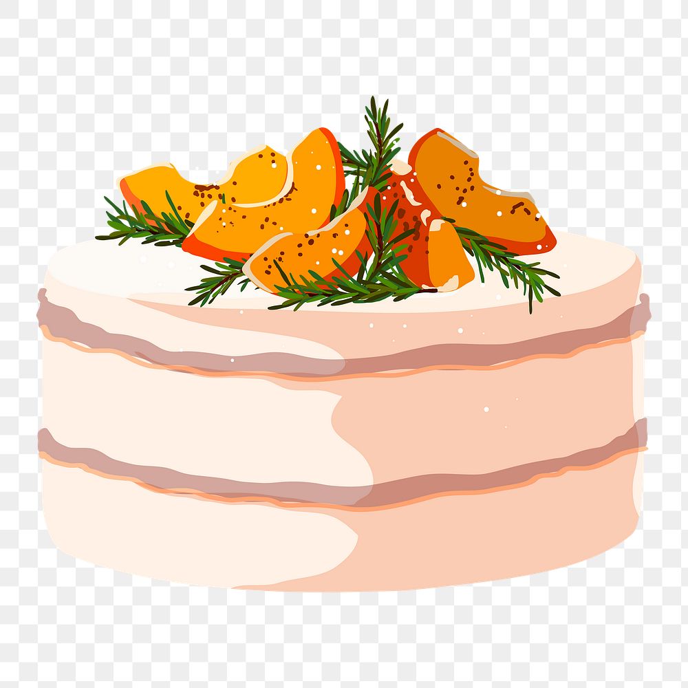 Orange cake png, food sticker illustration