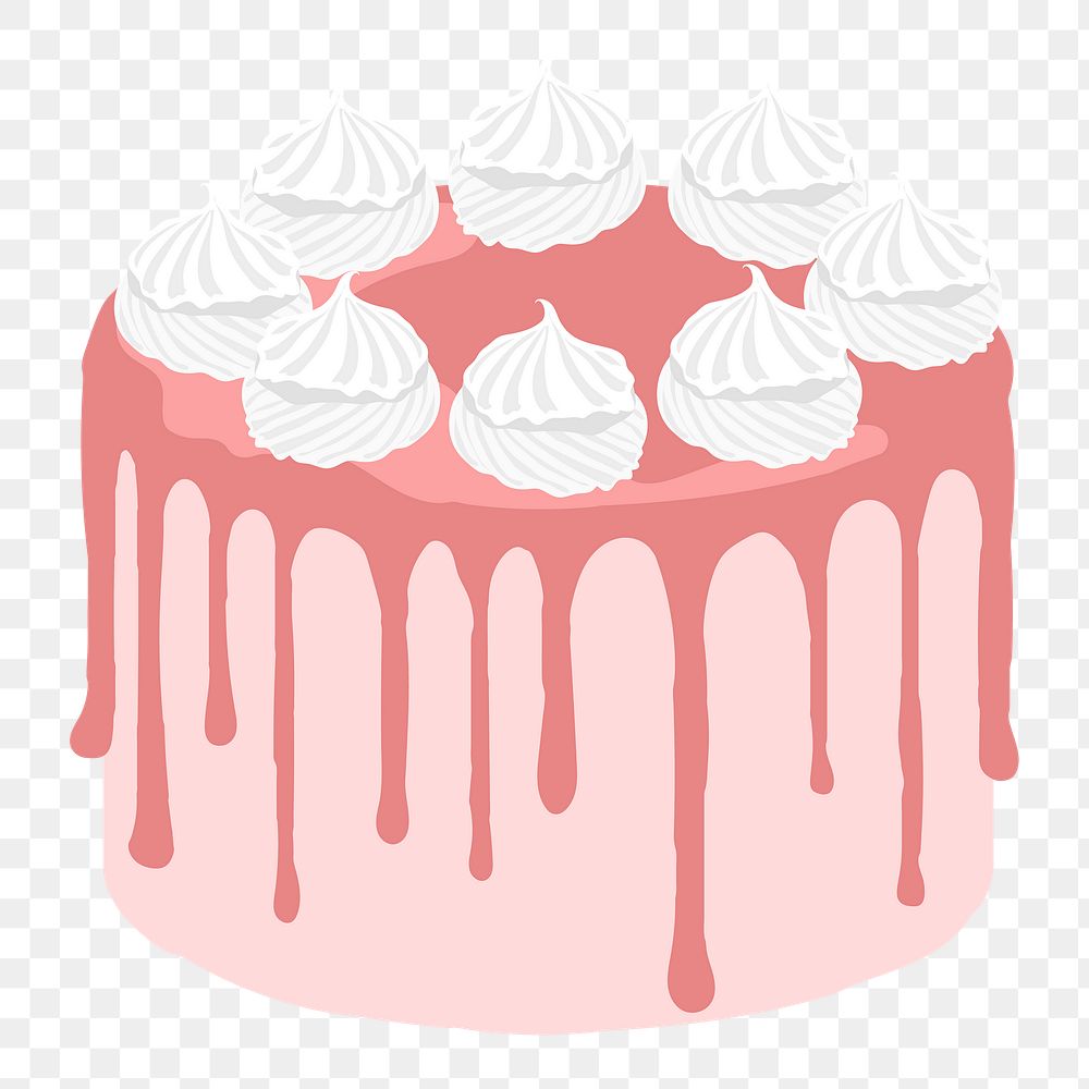 Strawberry cake png, journal sticker, food illustration design