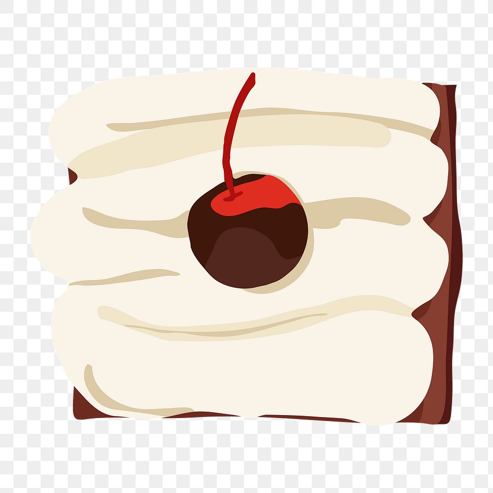 Chocolate cake png, journal sticker, food illustration design