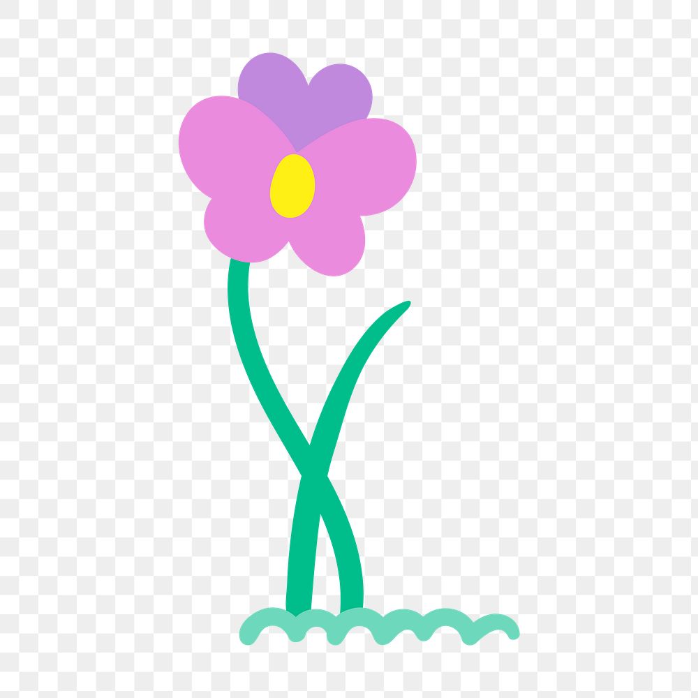 Cute png floral sticker, simple design element on transparent background