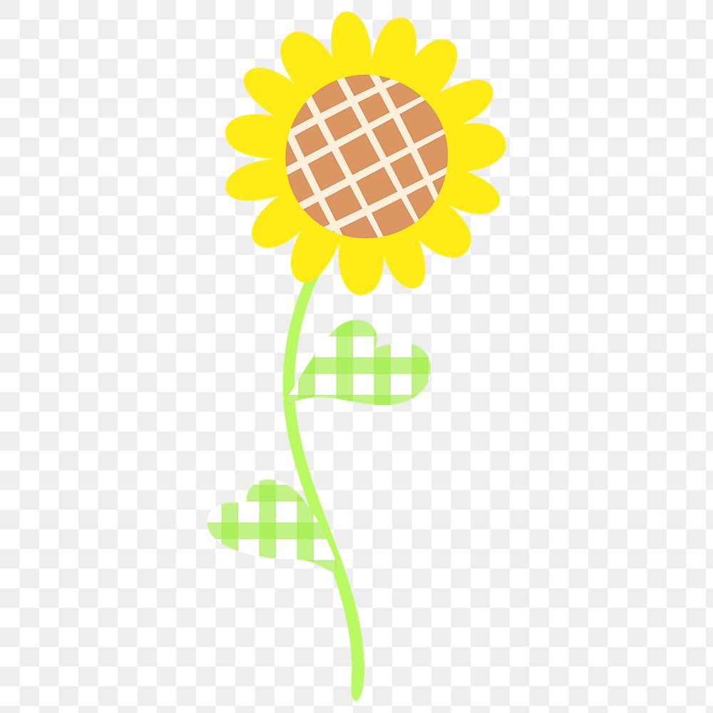 Cute png sunflower sticker, simple design element on transparent background