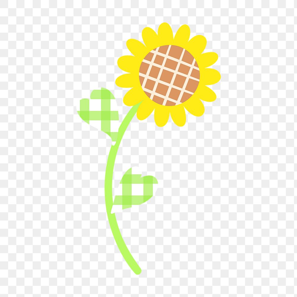 Cute png sunflower sticker, simple design element on transparent background