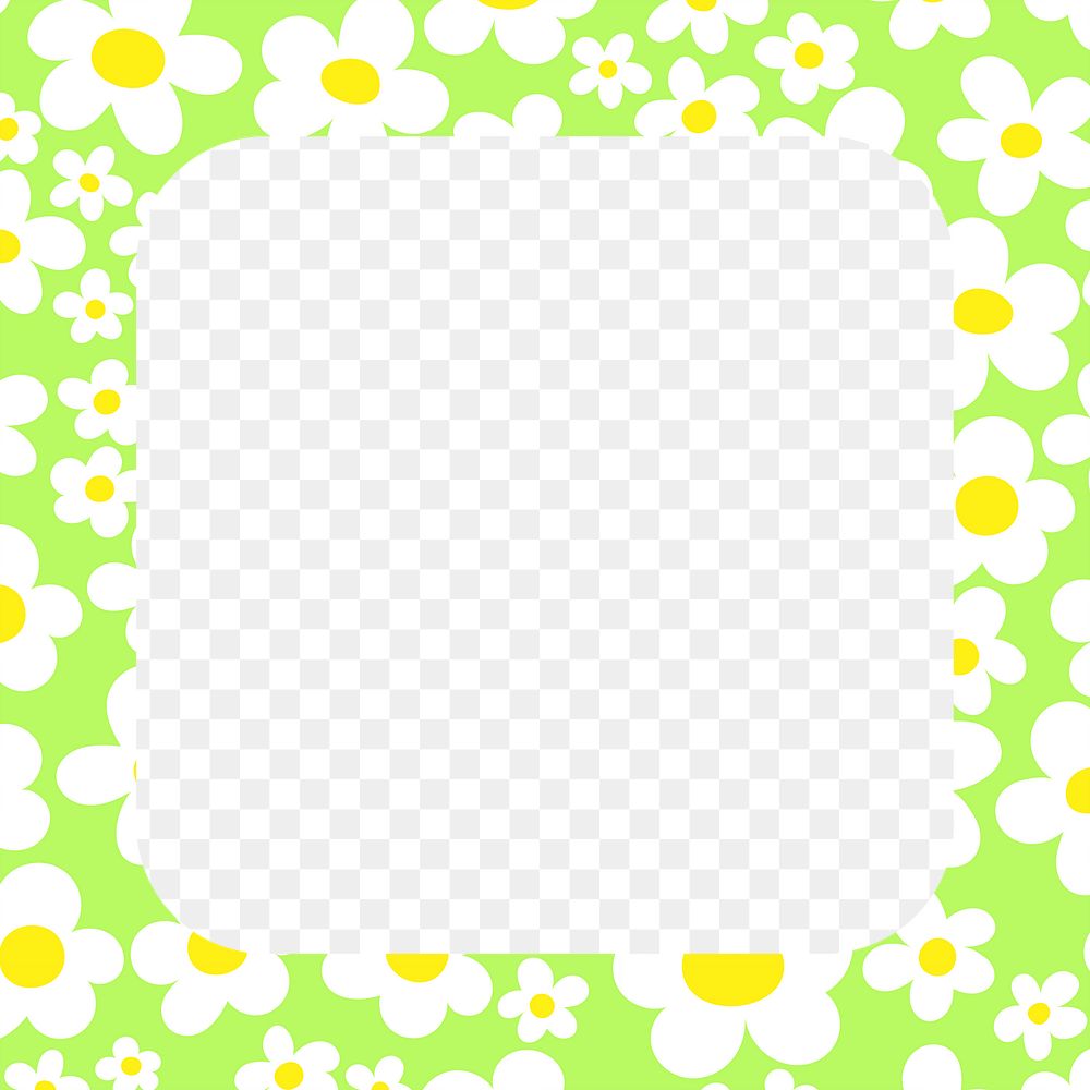 Floral png frame, cute Daisy flower on transparent background