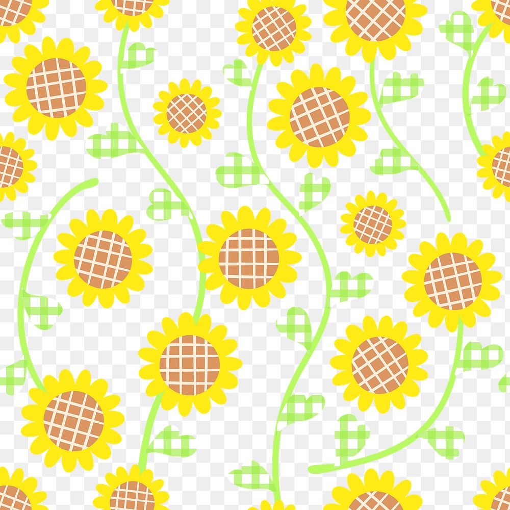 Png colorful sunflower pattern background, transparent simple design