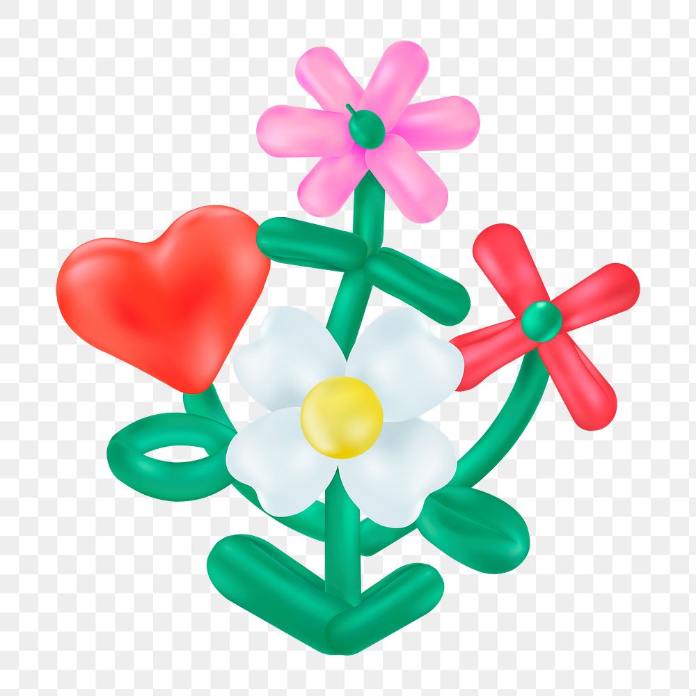 Flower bouquet png sticker balloon art, transparent background