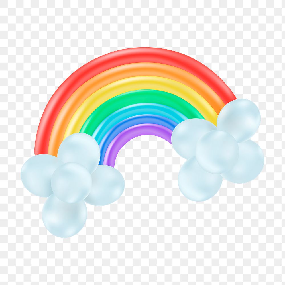 Rainbow balloon art png sticker, transparent background