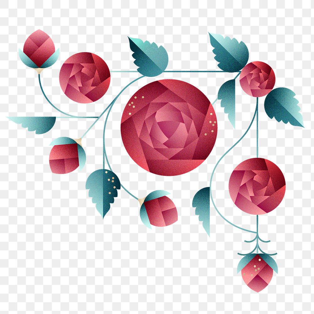 Flat rose png design element, with transparent background, aesthetic design