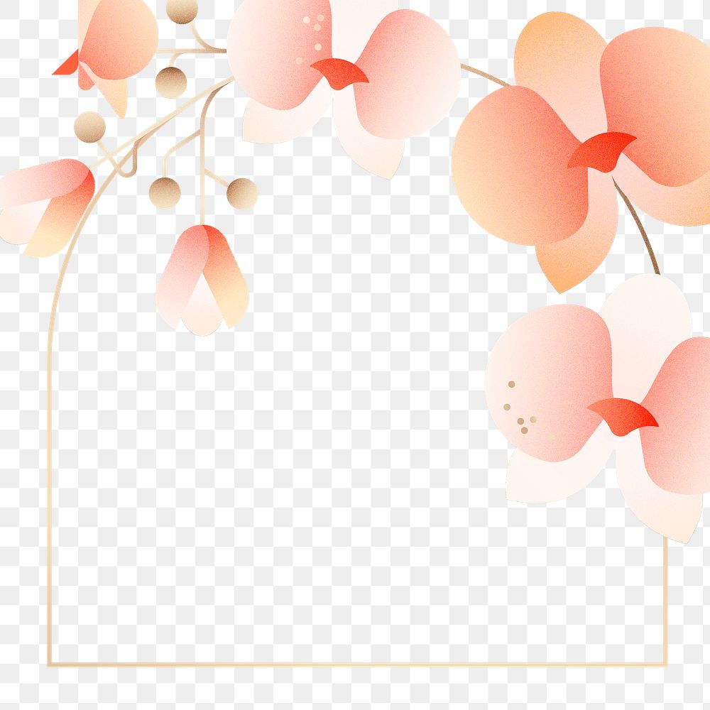 Flat png pink flower design frame, transparent background, aesthetic design