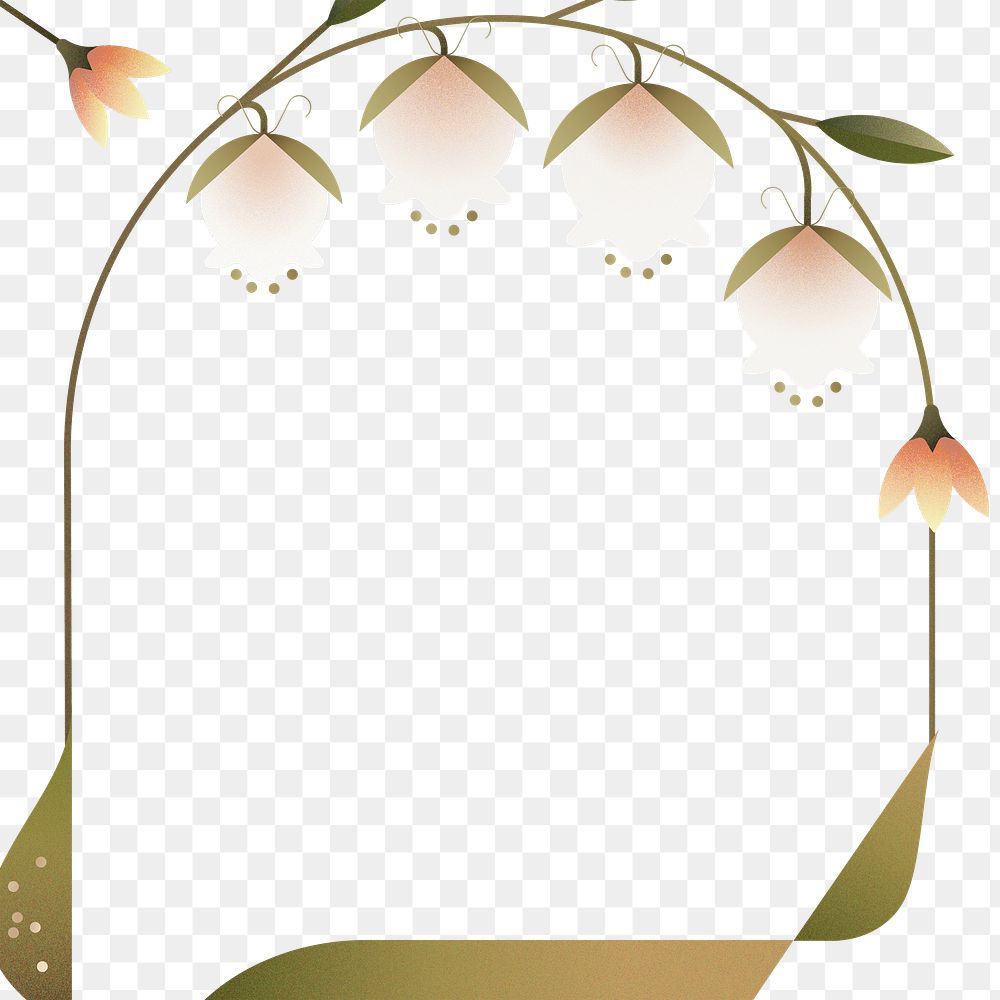 Aesthetic geometric flower frame png, transparent background
