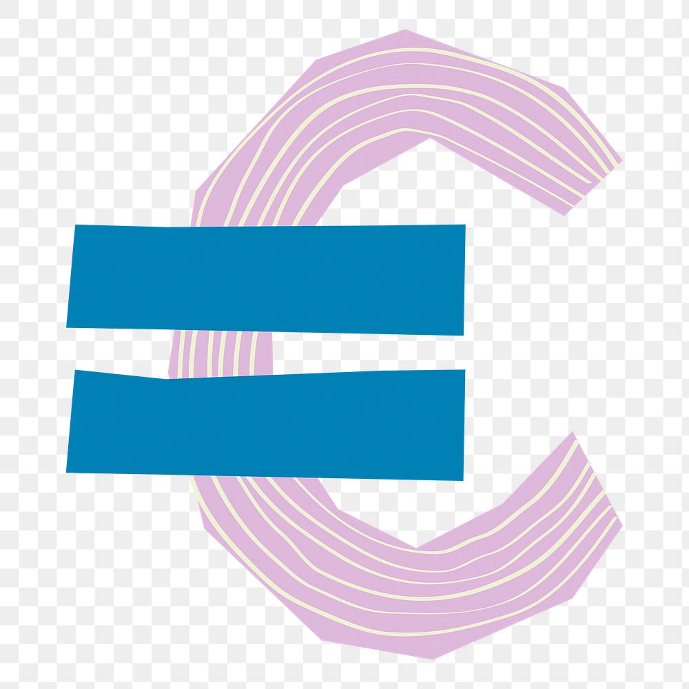 Colorful patterned euro sign png sticker on transparent background