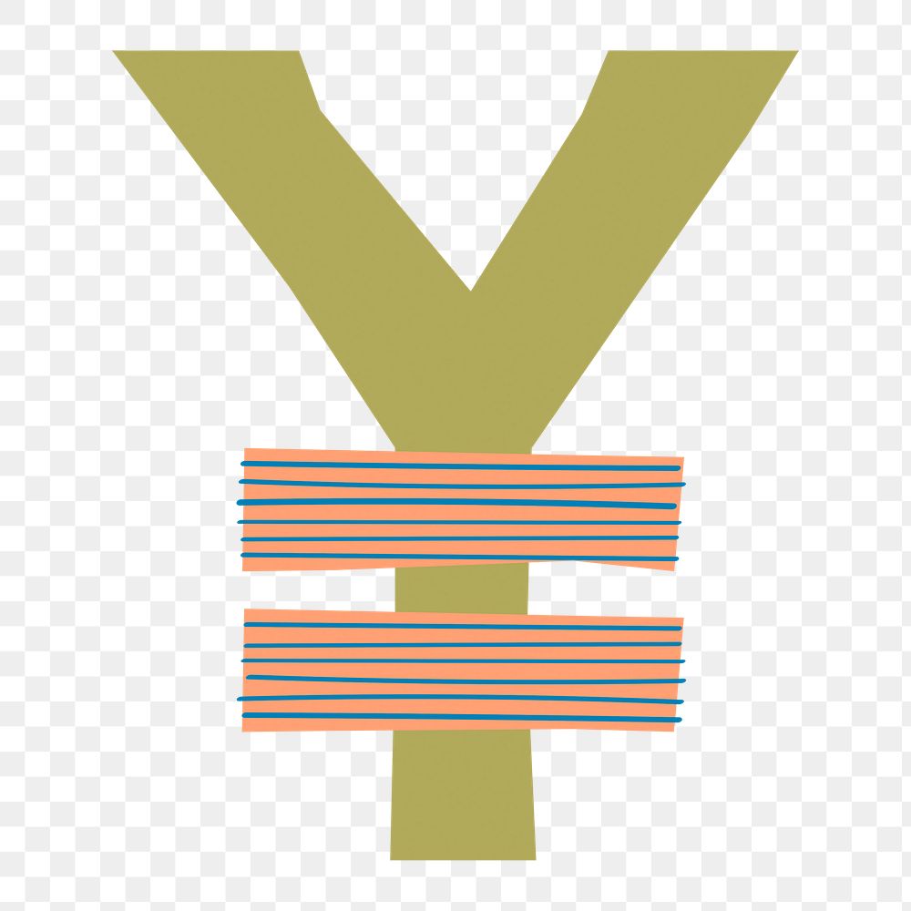 Patterned yen sign png element, transparent background