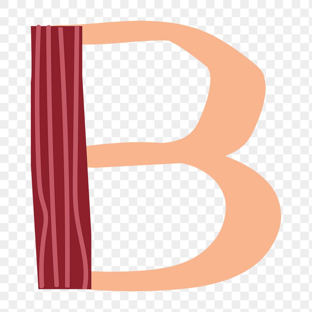 Abstract letter B png element, patterned sticker on transparent background