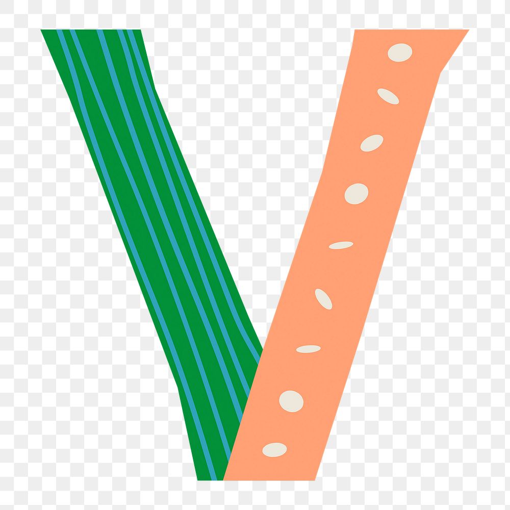 Abstract letter V png element, design element, transparent background