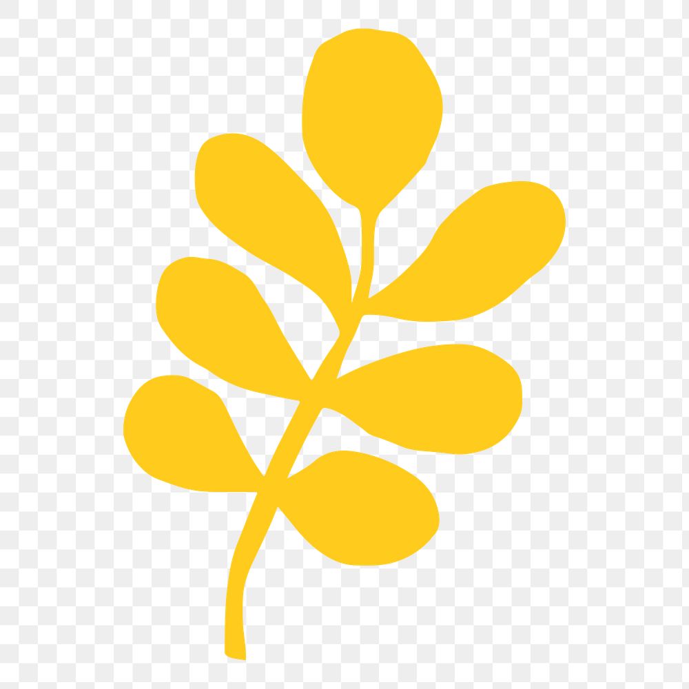 Yellow leaf png sticker, cute botanical, transparent background