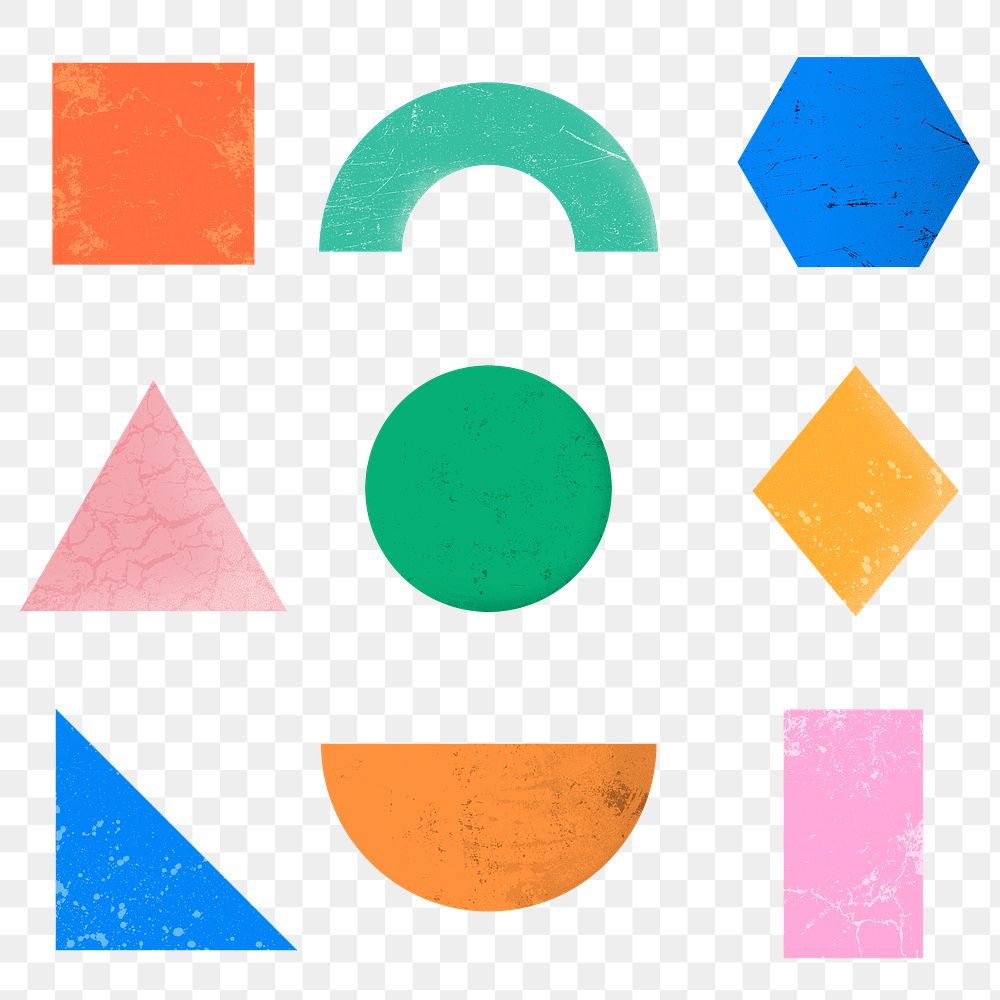 Basic shapes png sticker, transparent background set