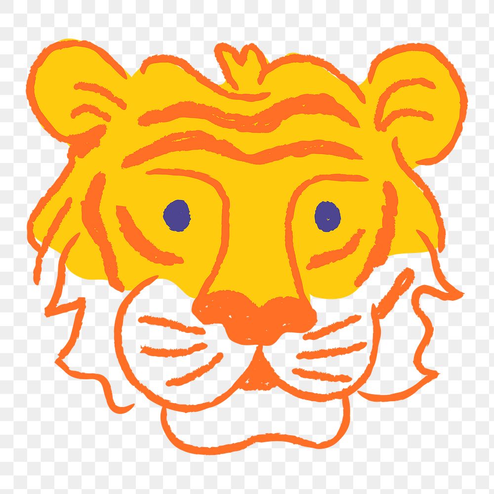 Chinese tiger png year clipart, yellow doodle on transparent background