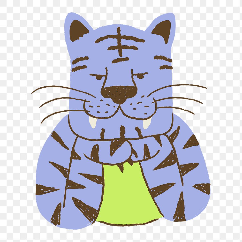 Funky tiger png, animal doodle sticker, 2022 Chinese horoscope