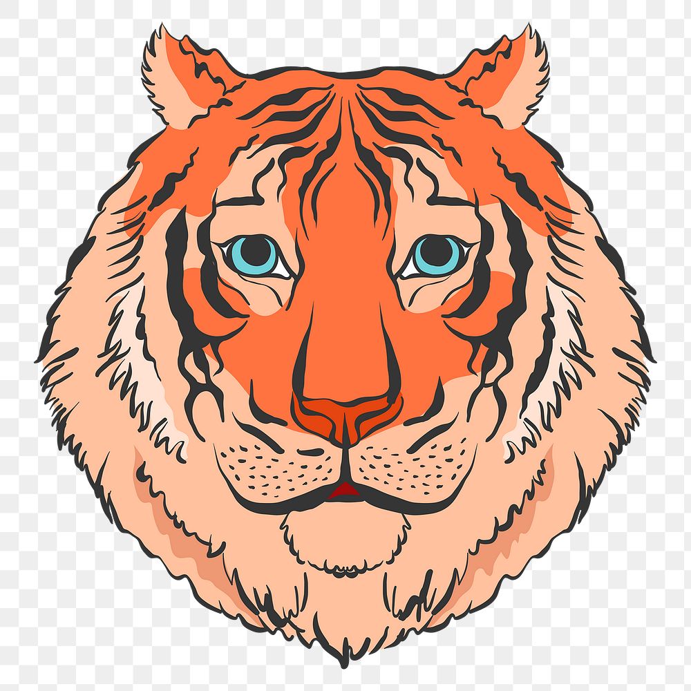Realistic tiger png clipart, animal illustration on transparent background