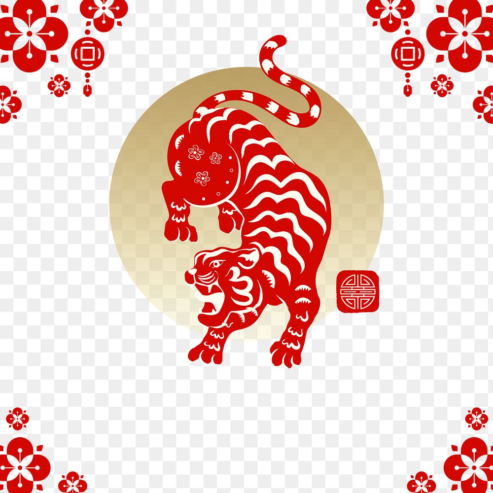 Red Chinese png tiger, transparent | Premium PNG - rawpixel