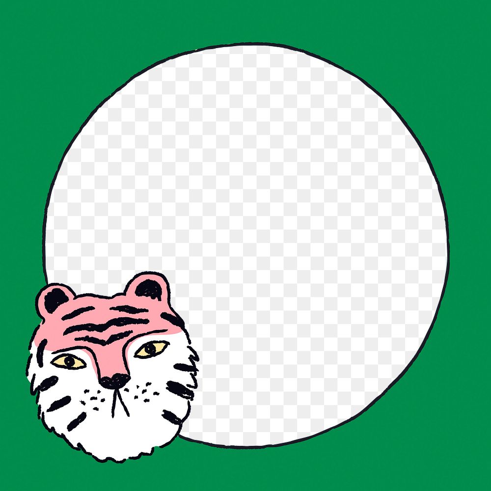 Green tiger png frame, transparent background, animal horoscope