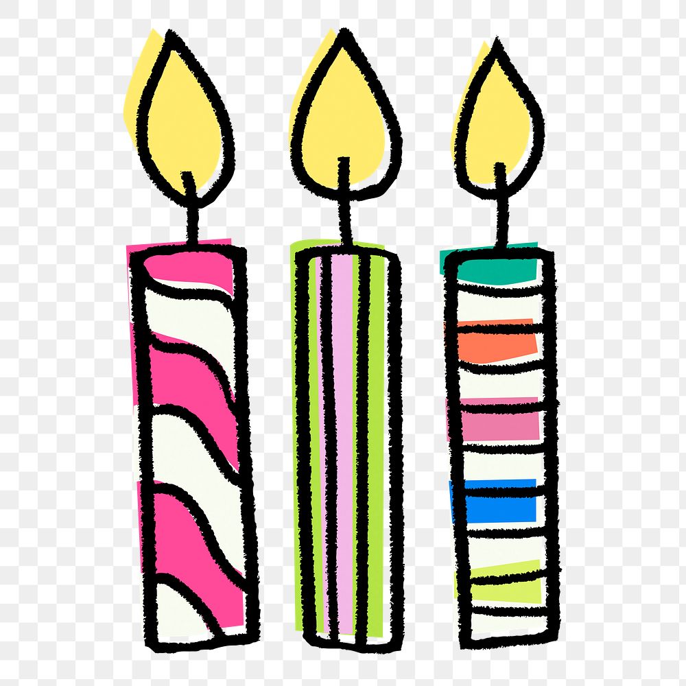 Lit candles png sticker, birthday celebration graphic on transparent background