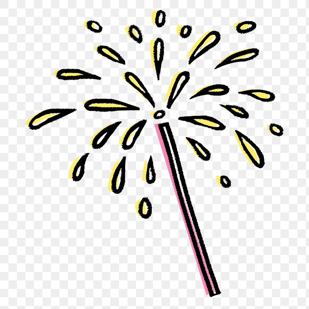 Sparkler fireworks png sticker, new year celebration graphic