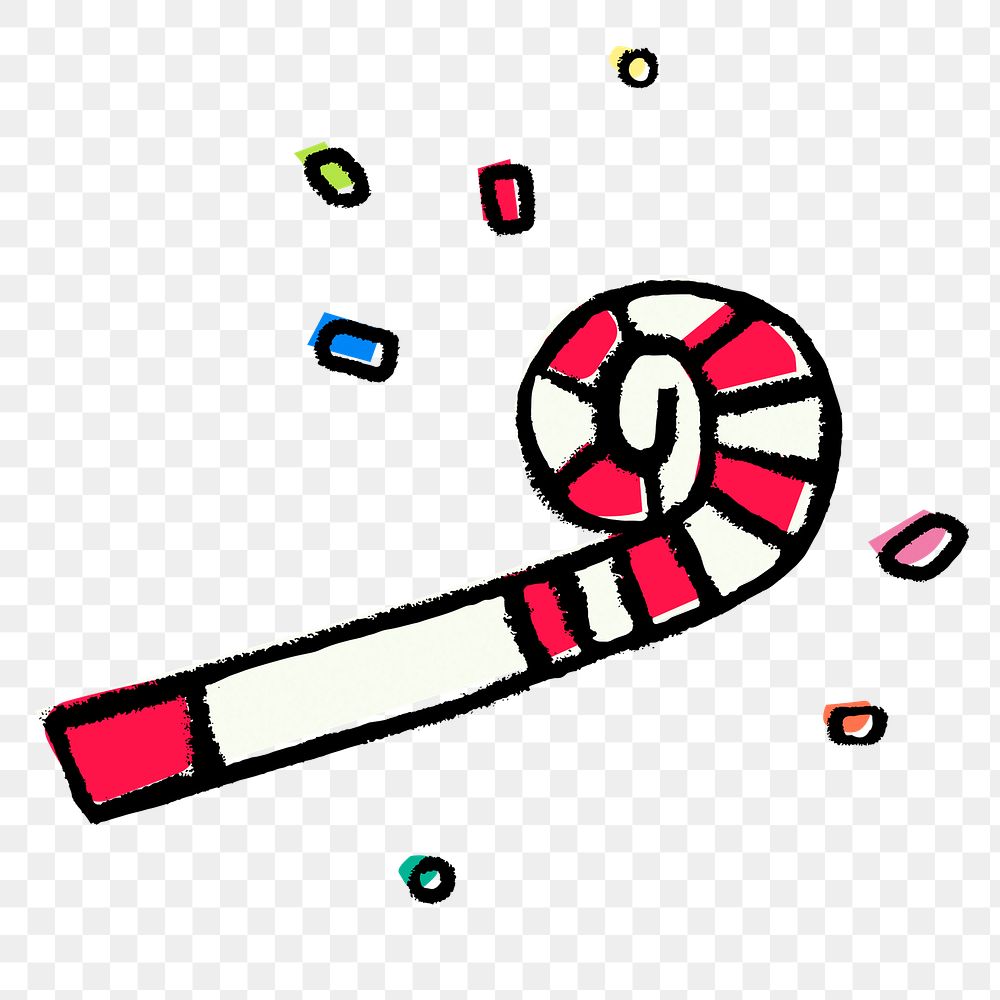 Party horn blower png sticker, festive doodle on transparent background