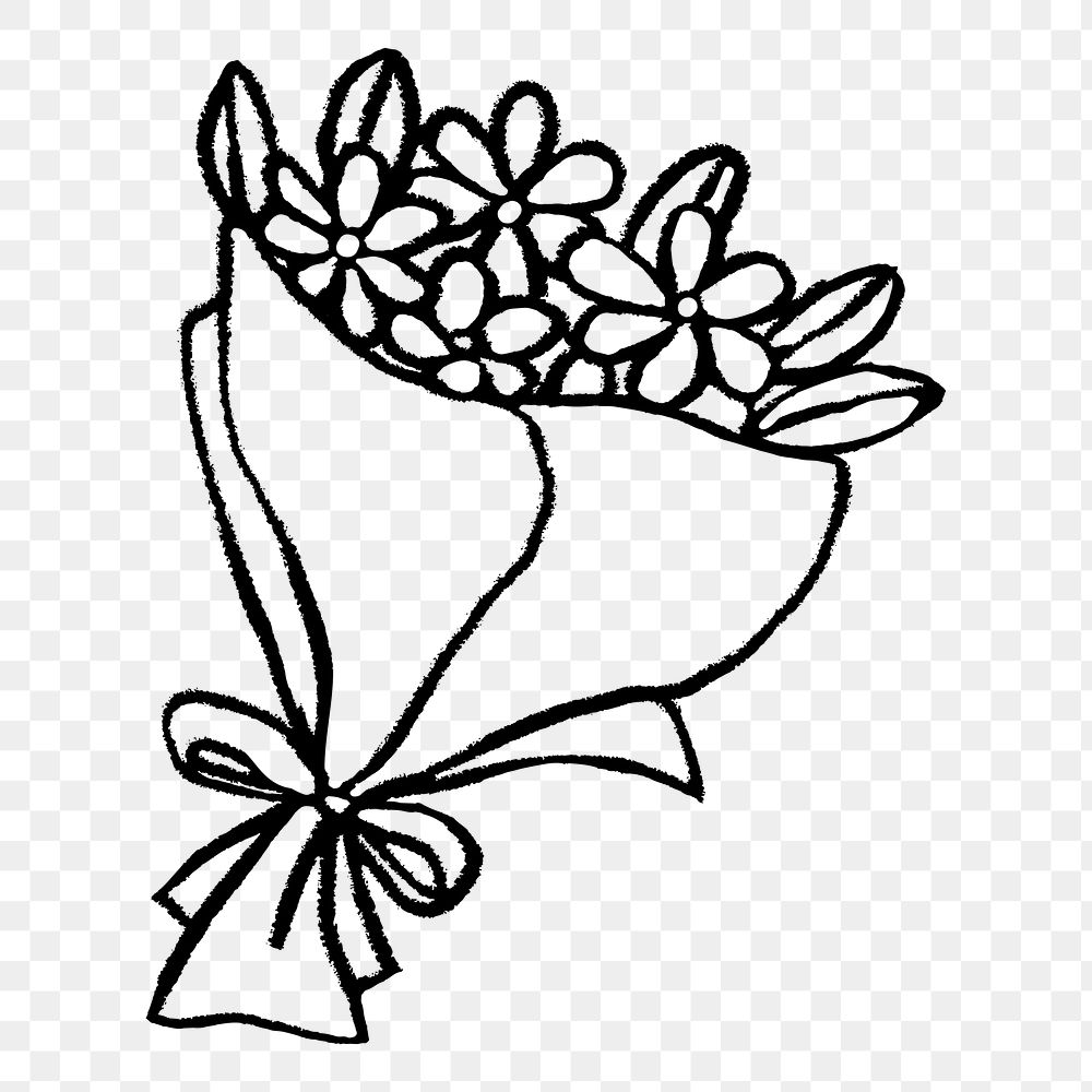 Flower bouquet png sticker, Valentine's doodle on transparent background