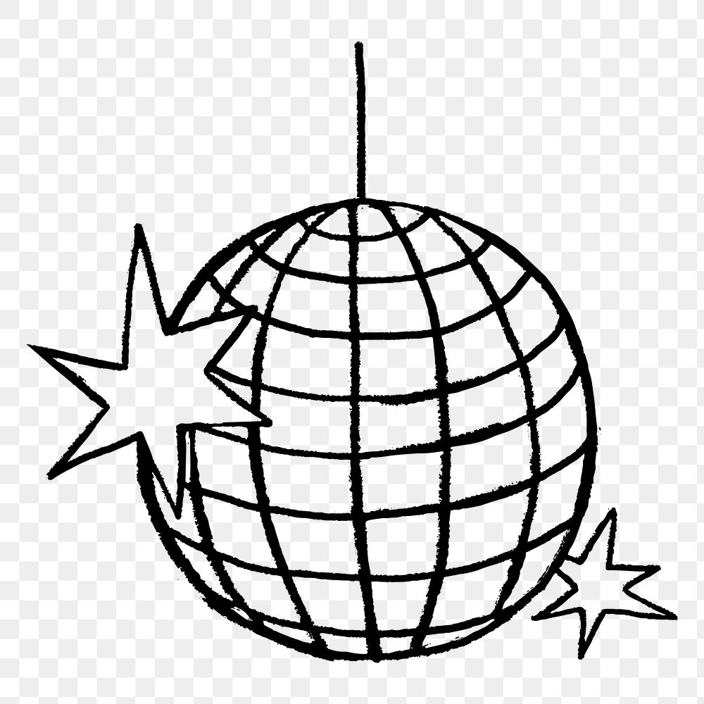 Disco ball png doodle sticker, party decoration graphic on transparent background