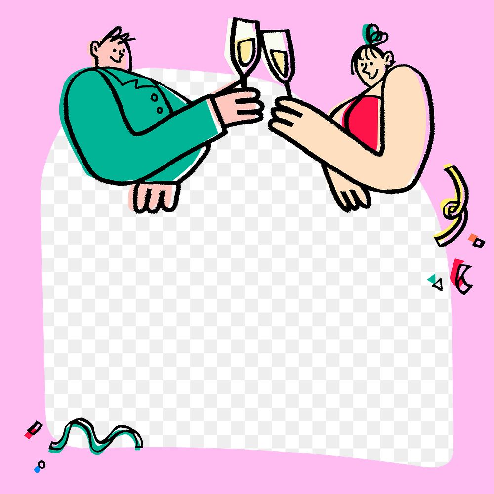 Valentine's celebration png frame, transparent background, party doodle