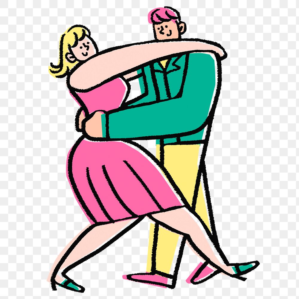 Romantic couple png dancing, Valentine's cartoon characters illustration
